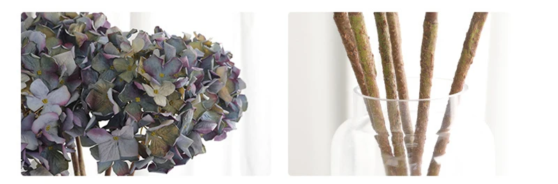 JAROWN Artificial Hydrangea Flowers European Style Retro Dry Hydrangea Simulation Fake Flower Branch Wedding Home Interior Decor (12)