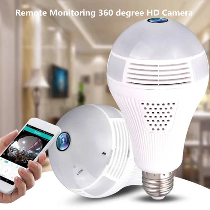 Дистанционный мониторинг E27 светодиодная лампа HD камера 360 градусов Беспроводная
