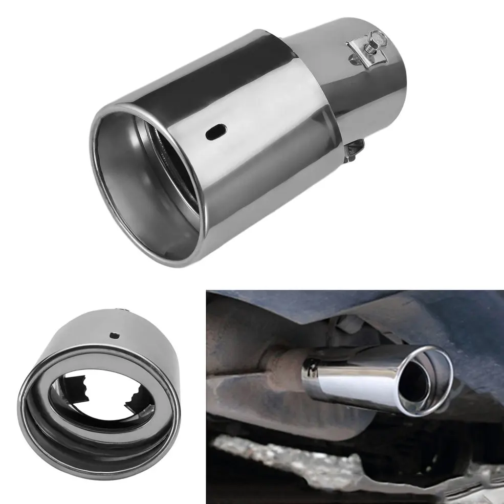 

Straight And Bend General Bright Silver Stainless Steel Auto Exhaust Pipe Decorative Modified Muffler Tail Throat Damper