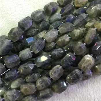 

Natural Genuine Raw Mineral Flash Light Gray Blue Labradorite Nugget Free Form Hand Cut Faceted Big Beads 13-18mm 15" 04343
