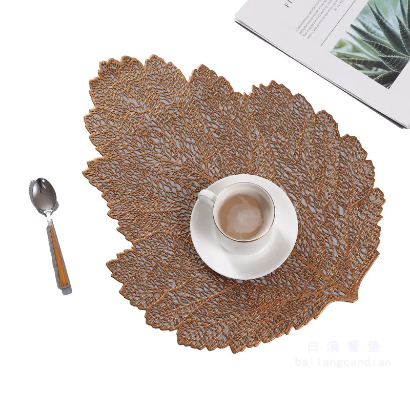 Placemat For Dining Table Mat Soft PVC Palm Leaf Placemat Simulation Plant Mats Coffee Cup Table Mats Home Desktop Decoration  (8)
