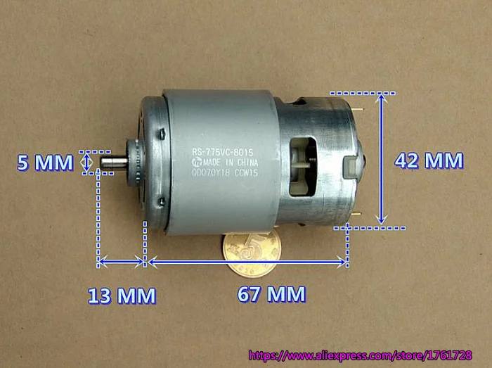 Абсолютно новые и оригинальные mabuchi RS-775VC-8015 с большим крутящим моментом 775 двигатель постоянного тока 42*67 мм DC18V 18200 об/мин высокоскоростной сверлильный двигатель