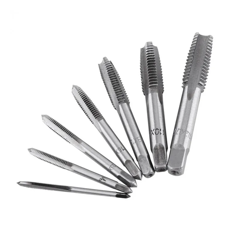 

Seven-piece hand tap M3-M12 square handle straight slot set tapping internal thread tool