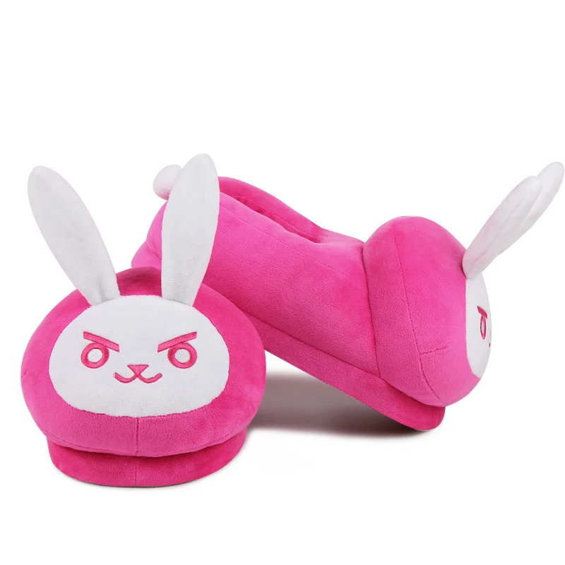 Милые домашние тапочки с кроликом из аниме OW D. va; теплая мягкая обувь; Плюшевые Нескользящие домашние тапочки