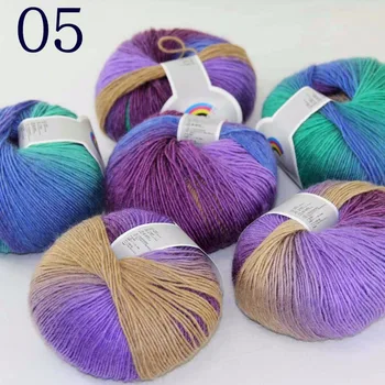 

Sale Soft 6X50gr ballCashmere Wool Colorful Rainbow Wrap Shawl DIY Hand Knit Yarn Purple Green Blue Aqua 524-05-6