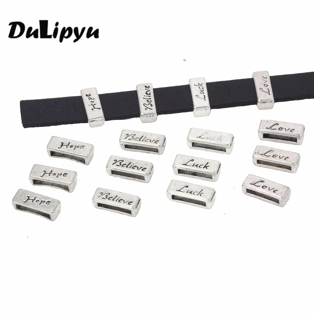 20pc/lot 5*13mm Hole2*10mm letter belt slider antique silver alloy zinc metal slider beads for