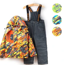 Детский зимний ветрозащитный комплект хорошего качества; Детское пальто; куртка; комбинезон; теплый костюм для мальчиков; комплект одежды; DT0164