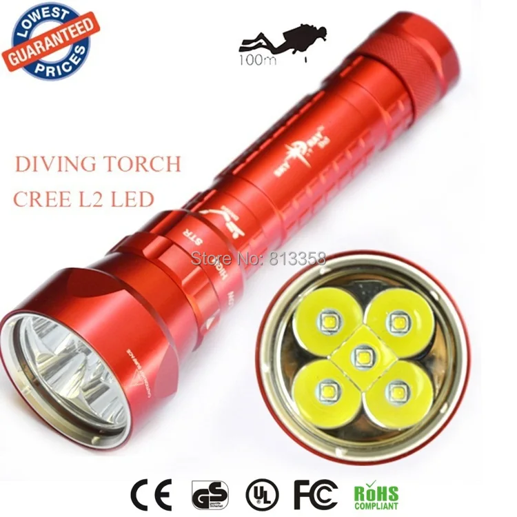 

2015 NEW SY-068 diving flashlight 5xCREE XM-L2 led 8000LM diving light flashlight L2 torch lantern