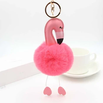 

Car Rearview Mirror Flamingo Pendant Hairball Decor Automobile Interior Decoration Home Hanging Ornaments Car Accessories