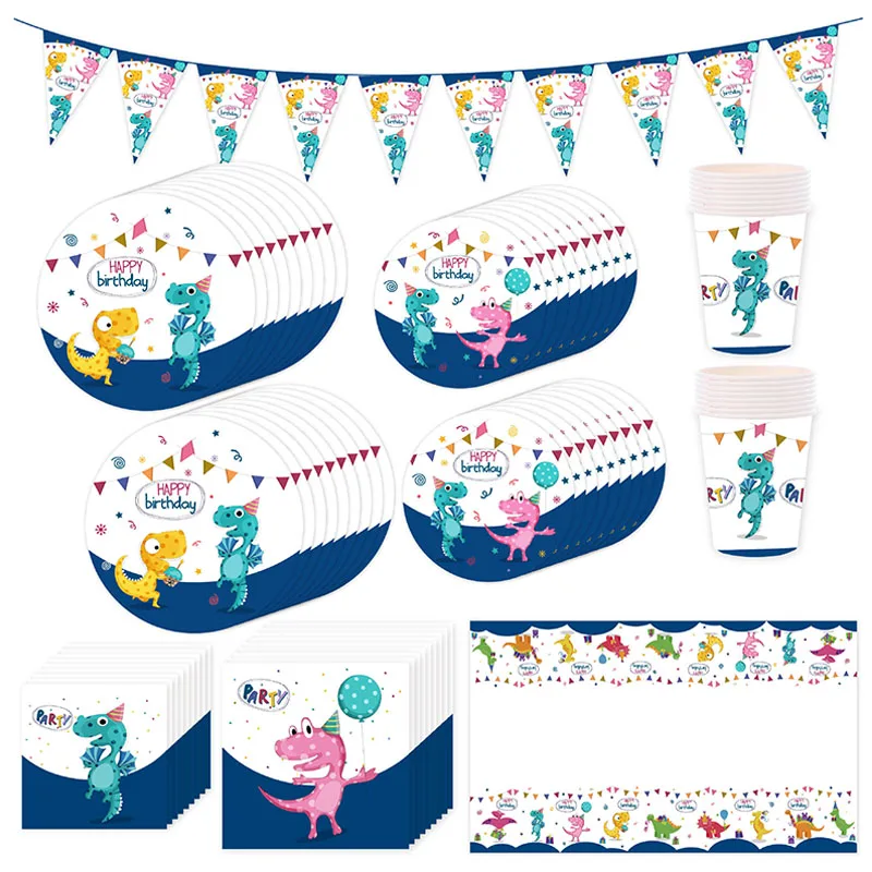 

Dinosaur Theme Disposable Tableware Birthday Party Decoration Kids Birthday Party Cups Plates Tablecloth Dinosaur Party Supplies