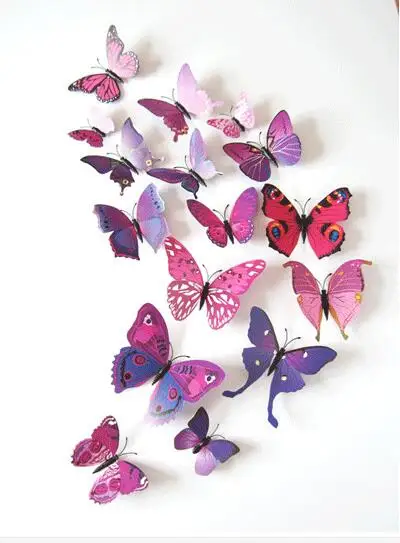 12 Pcs/Lot PVC 3D Magnet Butterfly Wall Stickers Butterflies Decors for Wedding Party Home Kitchen Fridge Decoration