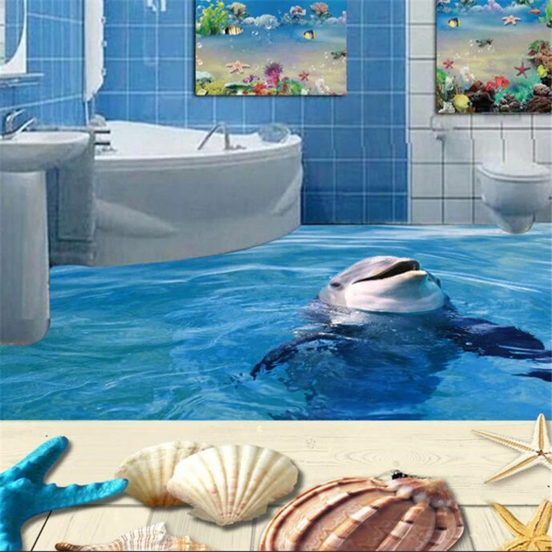 beibehang Custom 3D dolphin flooring tile decorative painting