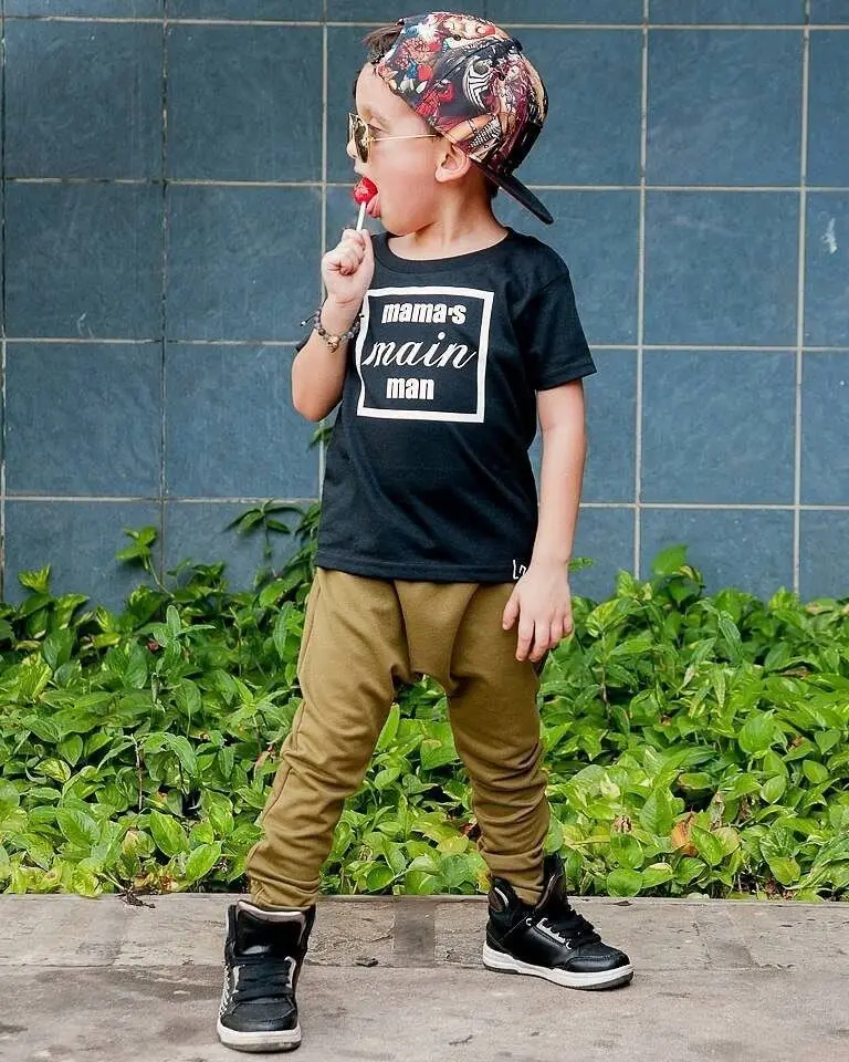 

Pudcoco Toddler Kids Boys Mama's main man Short Sleeve T shrits Long Pants Casual Children Boys Costume