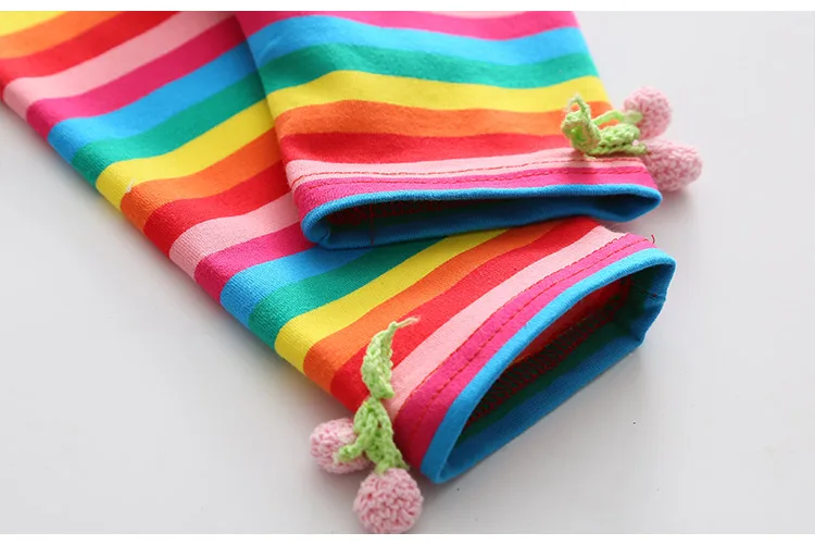 2016 Summer Strawberry Clothing Baby Child Girl Colourful Striped Knee Length Leggings (8)