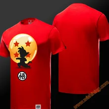 Wishining 2017 New Dragon Ball Son Goku Tshirts Red 3xl Short Sleeve Man Cotton Tees