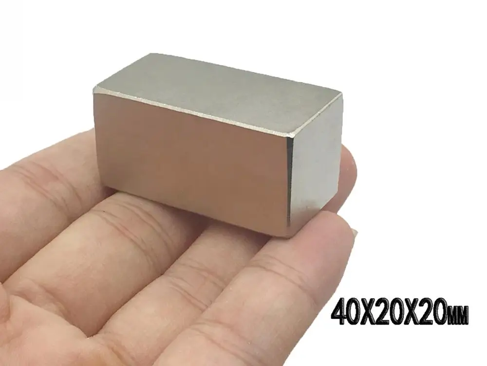 

2pcs Block 40*20*20 N50 Super Strong Rare Earth magnets Neodymium Magnet high quality Free shipping