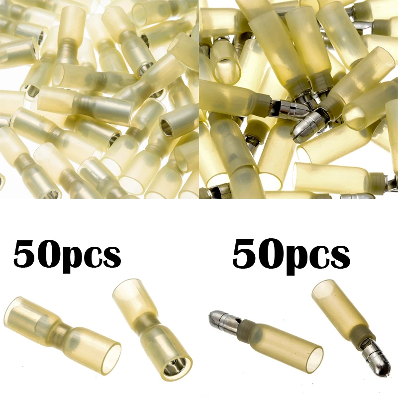 100pcs Yellow Heat Shrink Wire Connectors Kit Electrical Insulated