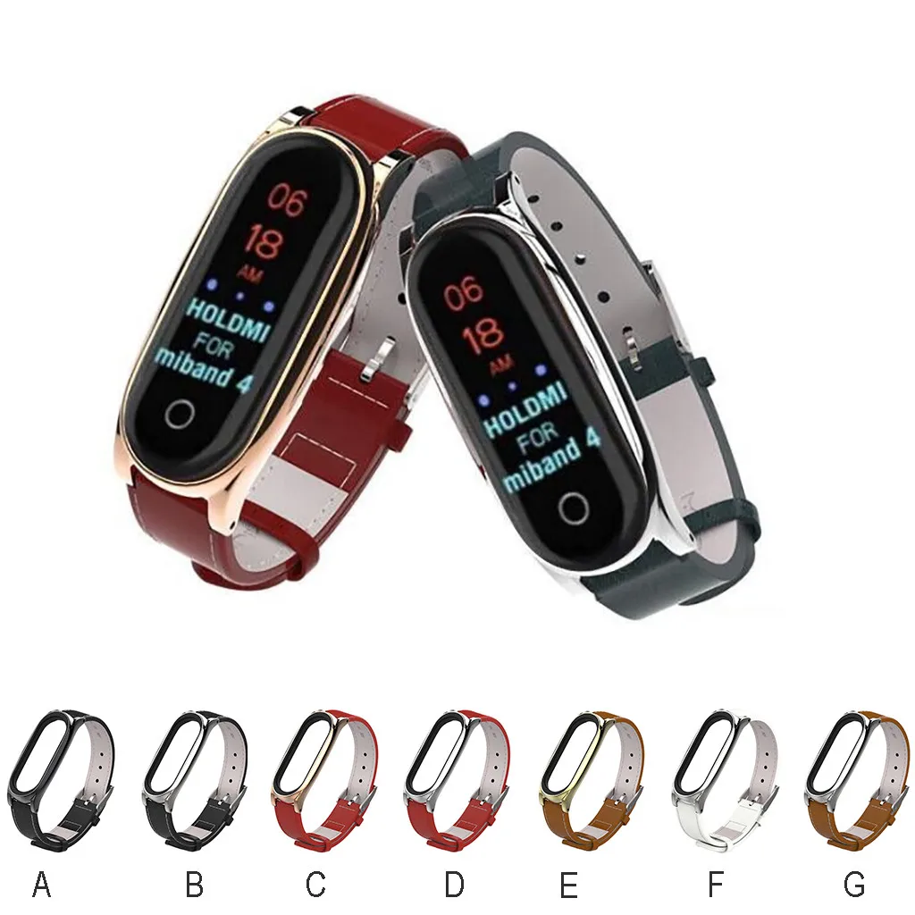 

Business Lightweight Leather Smart Wrist Watch Band Strap For Xiaomi Mi Band 4 Heart Rate Monitor bracelet femme 2019