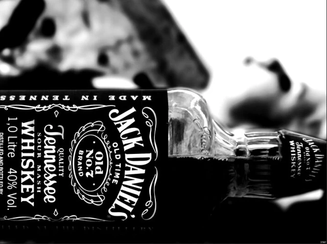Jack Daniels Bottle Macro Girl Bw Wall Stickers Art Huge ...