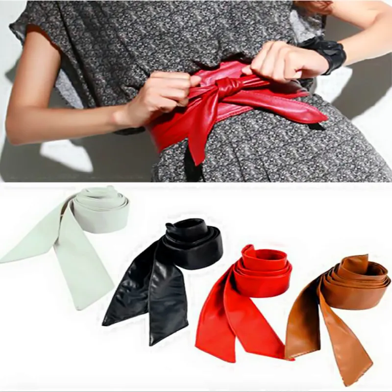 

Sale 1PC Women Soft Leather Wide Waist Belts Bow for Dress Clothes Accessories
