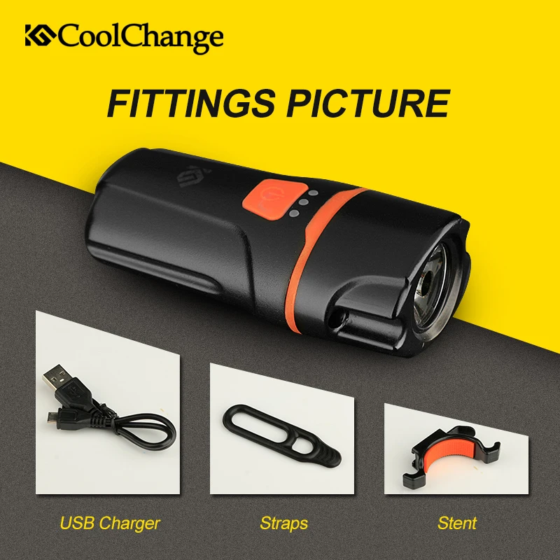 Flash Deal CoolChange Waterproof Bike Light USB Rechargeable Cycling Light T6 LED Warning Flashlight Battery 1200mAh 6 Modes Bicycle Light 3