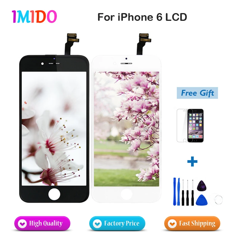 

5PCS/LOT Guarantee Test LCD For iPhone 6 LCD Screen Display With Touch Screen Digitizer Assembly White/Black Fast Shipping
