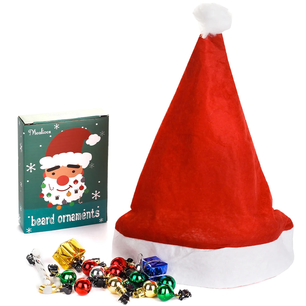 Рождественский шар, украшения, блестящие, легко прикрепить, блеск для лица, заколки для волос, борода, безделушка с рождественской шляпой, для праздничные мероприятия вечерние