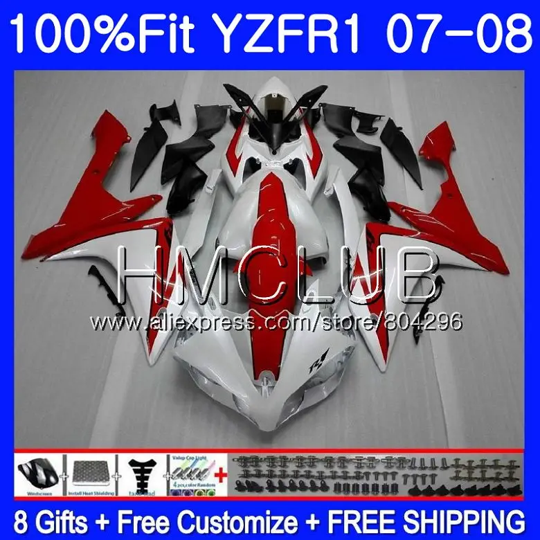 

Injection Body For YAMAHA YZF R 1 YZF 1000 YZFR1 07 08 98HM.4 YZF-R1 07 YZF1000 YZF-1000 YZF R1 Pearl White 2007 2008 Fairings
