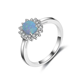 

Sterling Silver S925 Fine Jewelry Simple Rings For Women Flower Opal Diamant Bride Wedding Engagement Ring High Quality Anillos