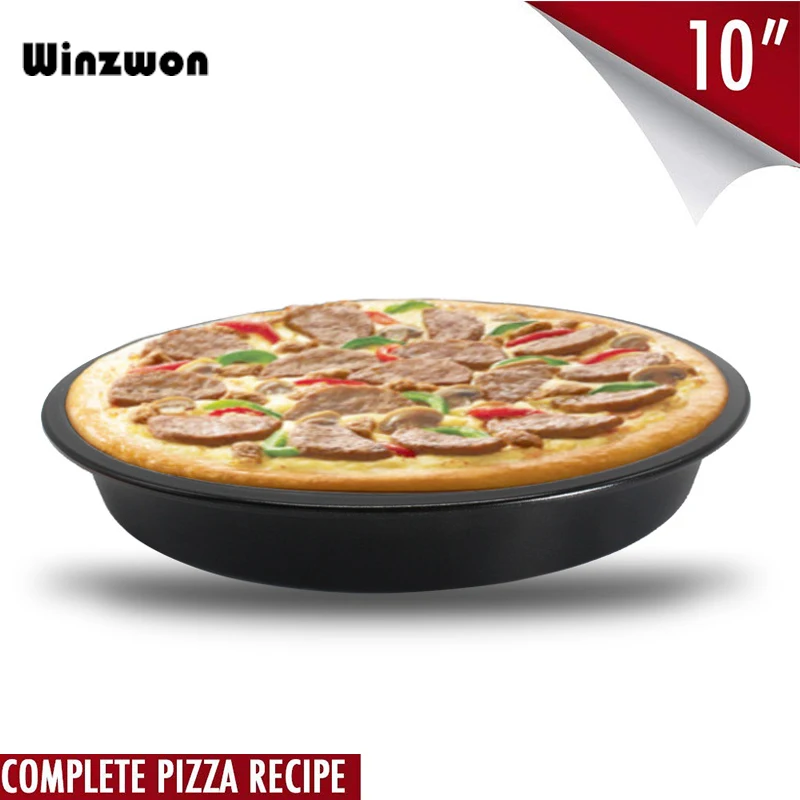 

10inch Round Carbon Steel Pizza Stone Deep Dish Pizza Pan Non-stick Pie Pizza Baking Tray Plate Kitchen Bakeware Pizza Tools