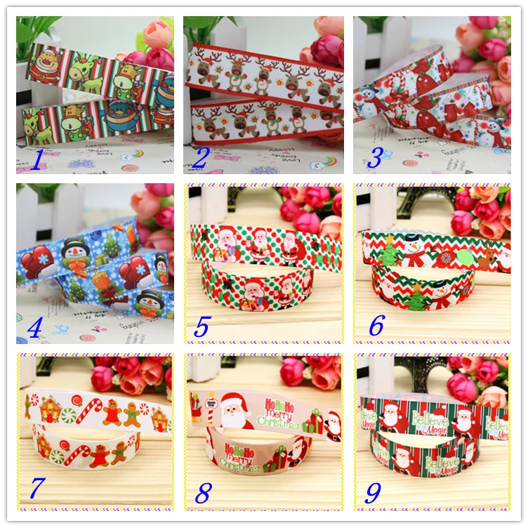 7/8 ''Бесплатная доставка Рождество Санта олень печатных grosgrain ленты hairbow