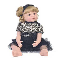 Bebe кукла кудрявые волосы девочка кукла 55 см полный силиконовый винил тело reborn Кукла Новорожденный ребенок принцесса настоящий Bebe, Живой