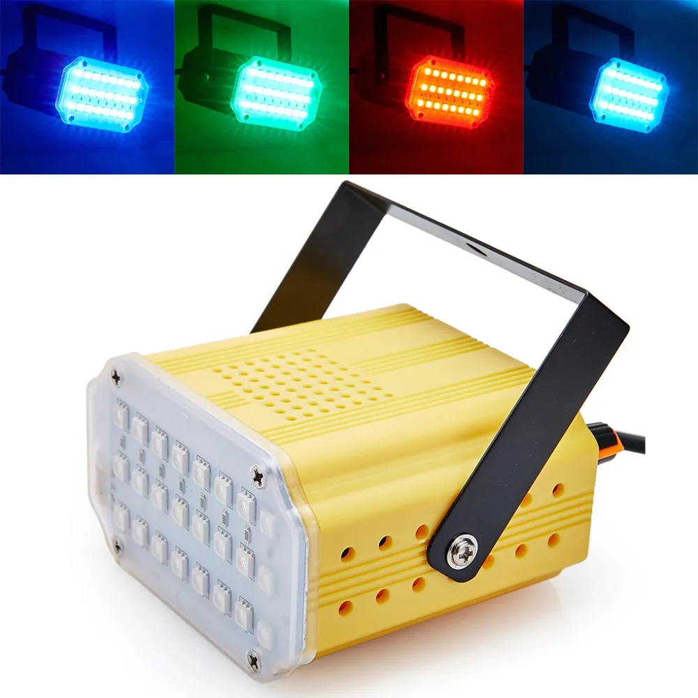 

Mini Sound Control 24RGB SMD5050 LED Strobe Lamp Disco Party DJ Bar Light Music Show Projector Strobe Lighting Effect
