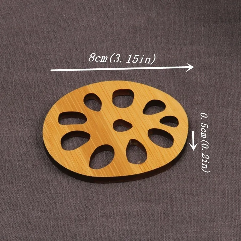 Ручной работы бамбуковые Выгравированные чайные коврики чашки индивидуальность коврик круглый подстаканник набор на стол поддержка горячий напиток кофе теплоизоляция - Цвет: lotusroot8x0.5cm