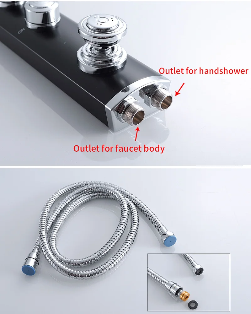 Черный набор душевых смесителей для ванной комнаты, настенное крепление, белый водопад, дождевая душевая колонка, душевая панель, массажная струйная Большая душевая головка