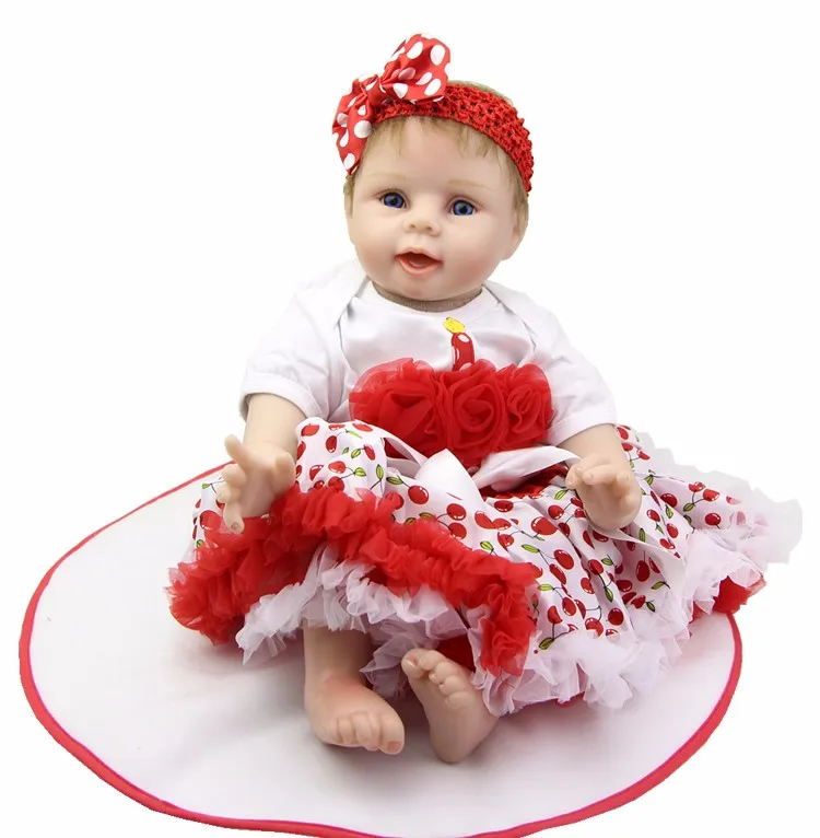 

Lovely 55 cm Baby Reborn Girl Soft Silicone Newborn Doll Girl 22'' Cute Reborn Baby Doll Cloth Body Kids Birthday Gifts