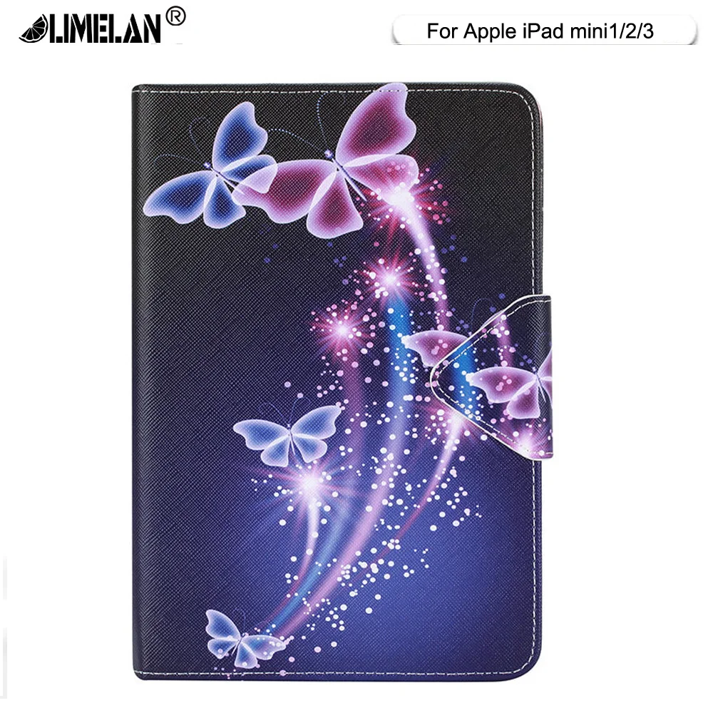 Кожаный чехол с синей бабочкой для Apple iPad air 2 mini 4 3 5 6 Pro 9 7 '' чехлы откидной