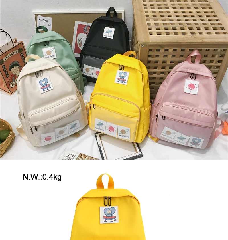 DCIMOR Waterproof nylon Women Backpack Female Transparent Front-pocket Travel Backpack Detachable student schoolbag book Mochila