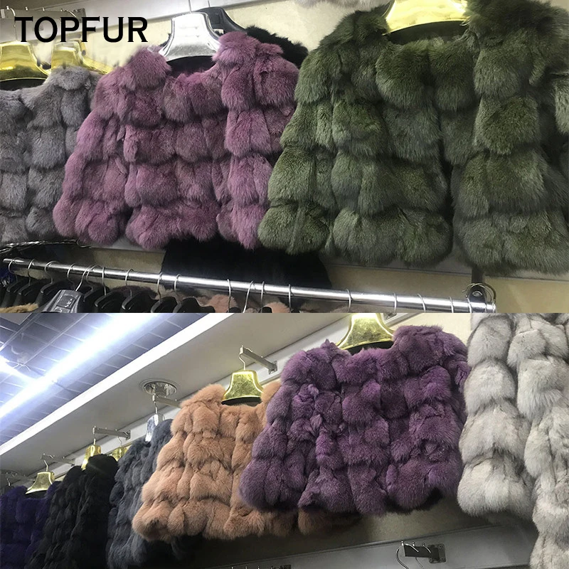 TOPFUR 2018 Новая мода натуральная меховая шуба для женщин с воротником стойкой