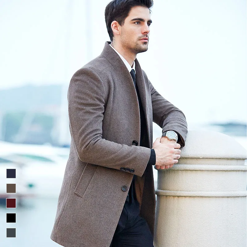 men's winter wool trench coat