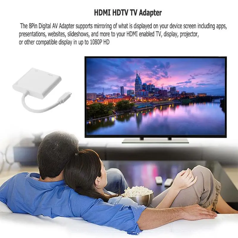 8 контактный HDMI кабель для HDTV адаптера цифрового AV кабеля 1080P провод iPhone iPad