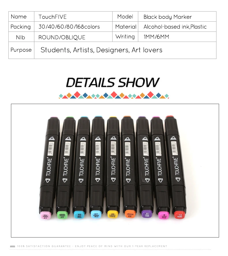 TOUCHFIVE 168 цветов художественные Маркеры Набор ручек с двойной головкой ручка для рисования манга маркер для окрашивания выдвижных ящиков поставки Студенческая ручная краска