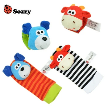 

4pcs Pack Baby Socks Toy Animal Socks Bell Lovely Newborn Baby Gift Rattle Toys Free Shipping SZ02