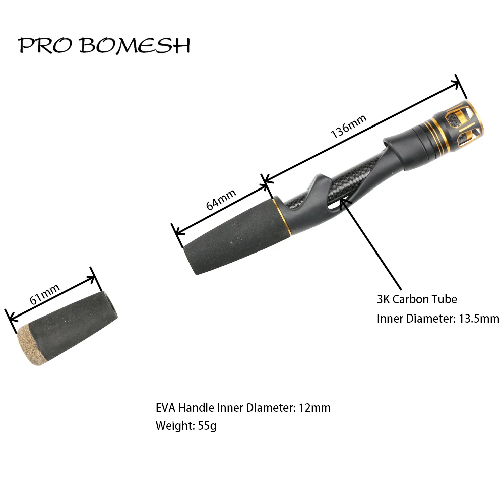 Pro Bomesh 1 комплект алюминиевая фиксирующая гайка+ 3K углеродная трубка Спиннинг EVA ручка комплект DIY Удочка Полюс аксессуар ремонтный стержень