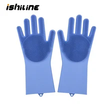 Кухонные Волшебные силиконовые перчатки для мытья посуды с кистью, кухонные перчатки для очистки промывки по дому