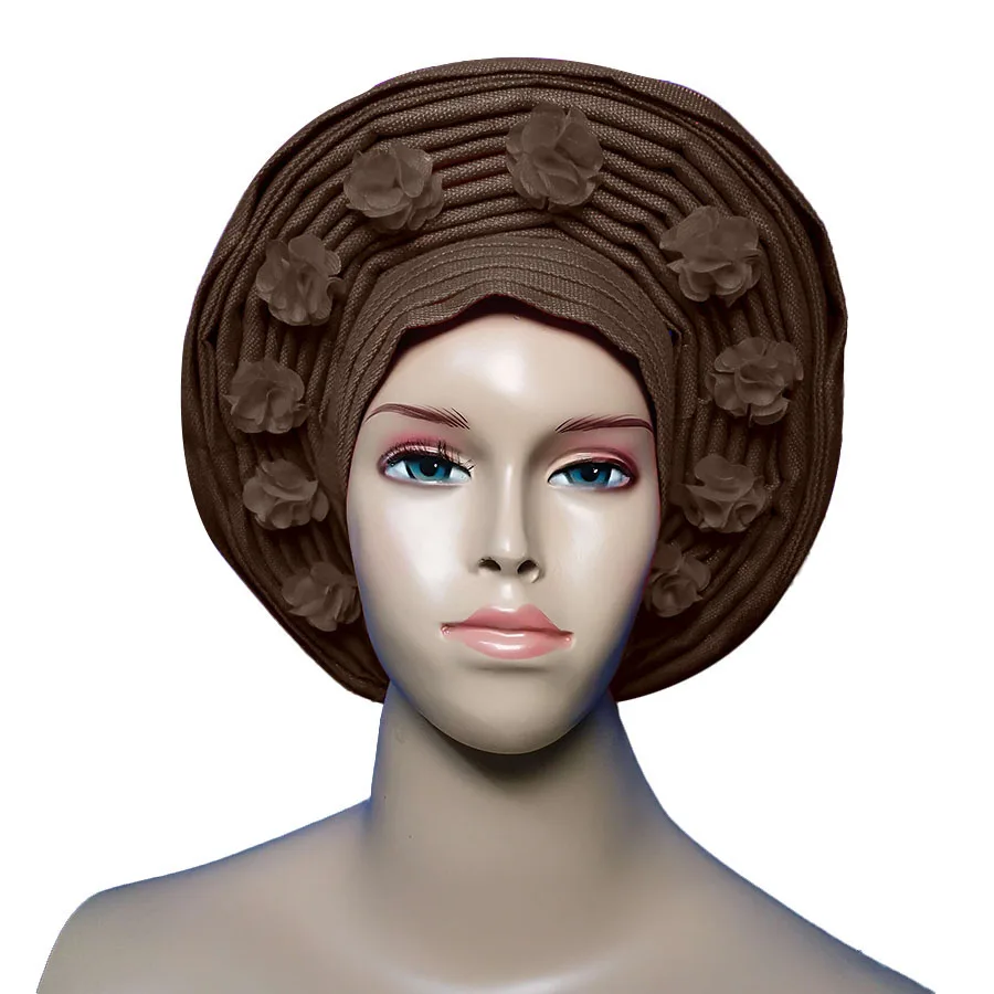 Gele com Grânulos Africano em Auto Headwrap Gele Aso Oke 5 Acessórios da Moda