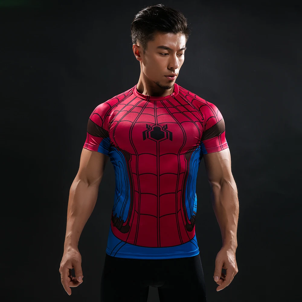 Новая летняя мужская футболка с 3D человеком-пауком, модная компрессионная футболка с героем Комикса Marvel, Мужская одежда для фитнеса и бодибилдинга