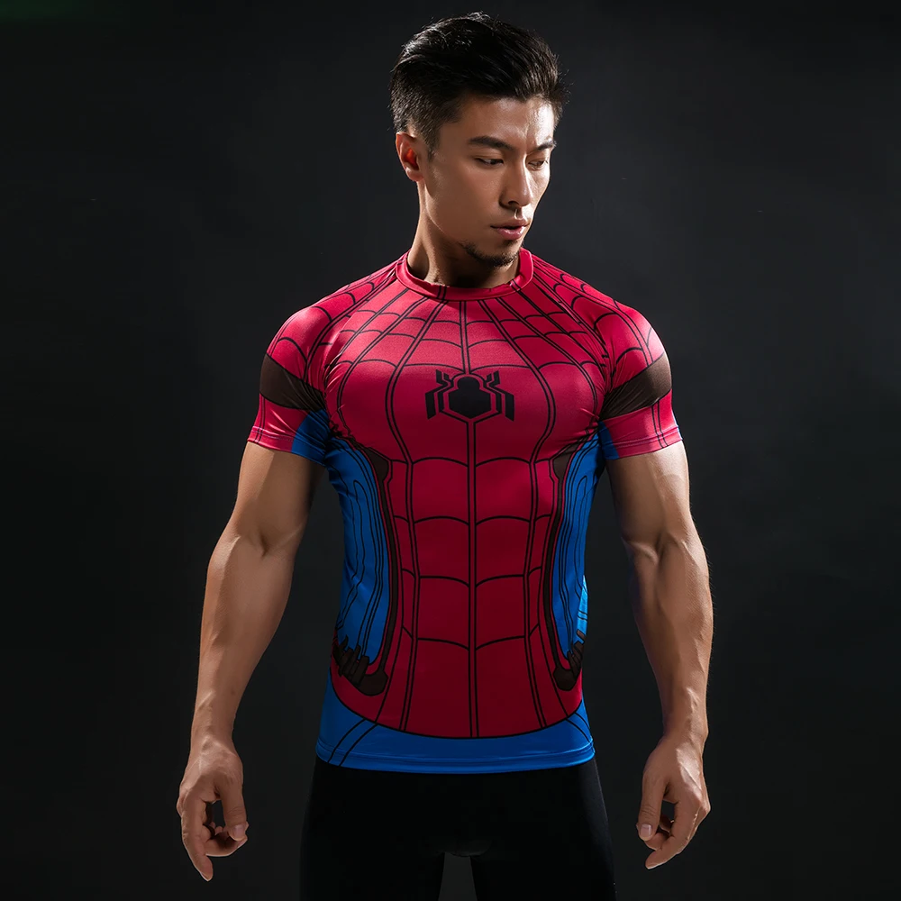 New Summer 3D Spiderman Men T Shirt Fashion Compression Marvel Comics T ...