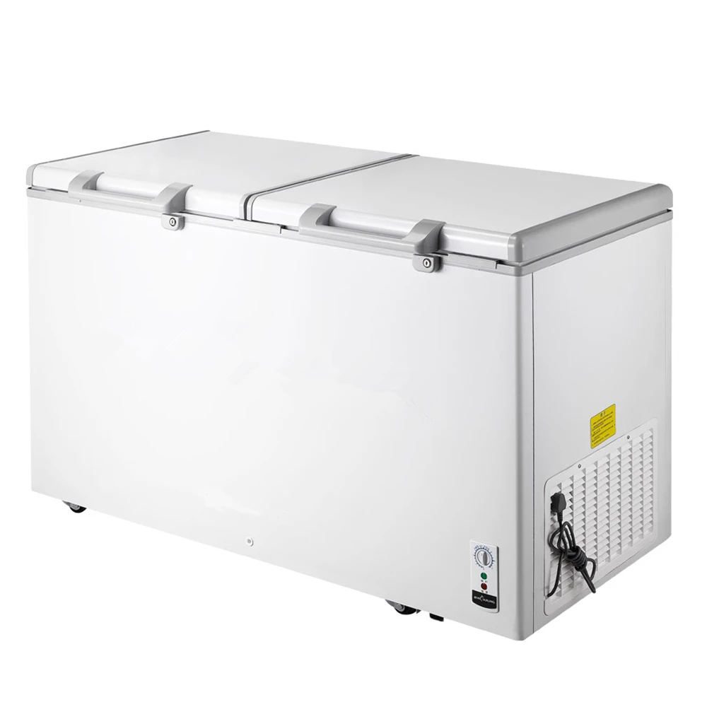 508L Top Open Doors Super Market Commercial Chest Deep Freezer Ice Cream Steak Freezing Fridge