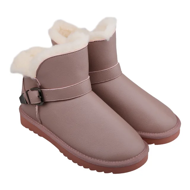 2018 winter new Korean snow boots female leather waterproof boots short